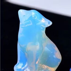 Opalescent Glass Wolf Figurine - Blue/Multicolor